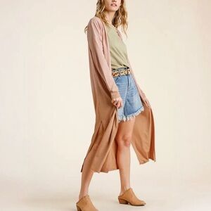 NWT UMGEE Bohemian Dusty Pink Ombré Duster Cardigan S M L